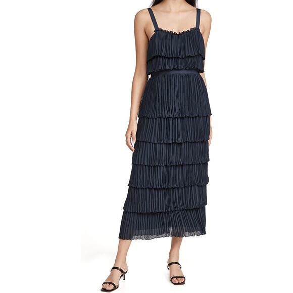 CINQ À SEPT Square Neckline Long Dress Size: S US 4 Women's Elaine Dress $495 - Picture 3 of 7